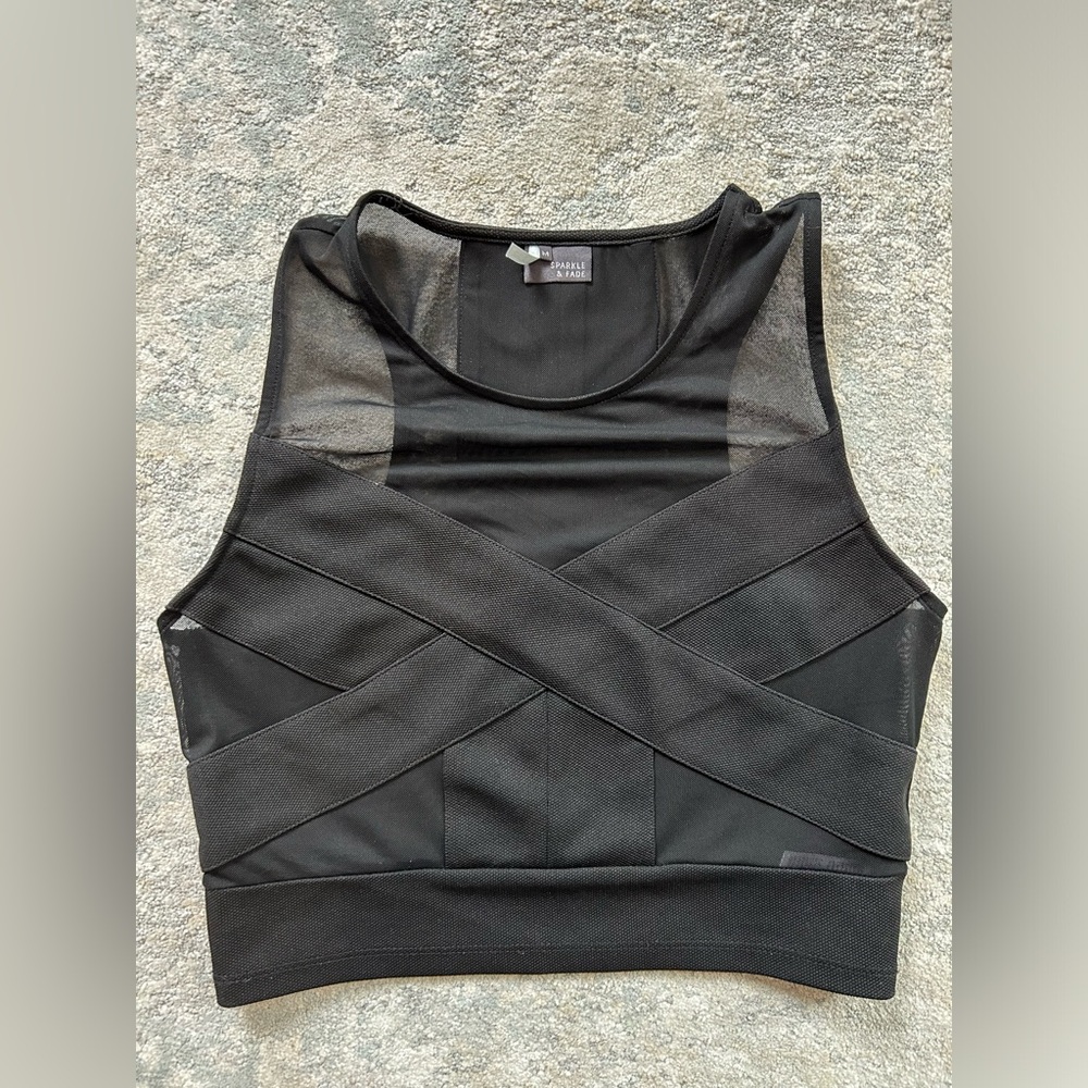 Urban Outfitters Sparkle and Fade Black Crop Top Mesh Black Size M